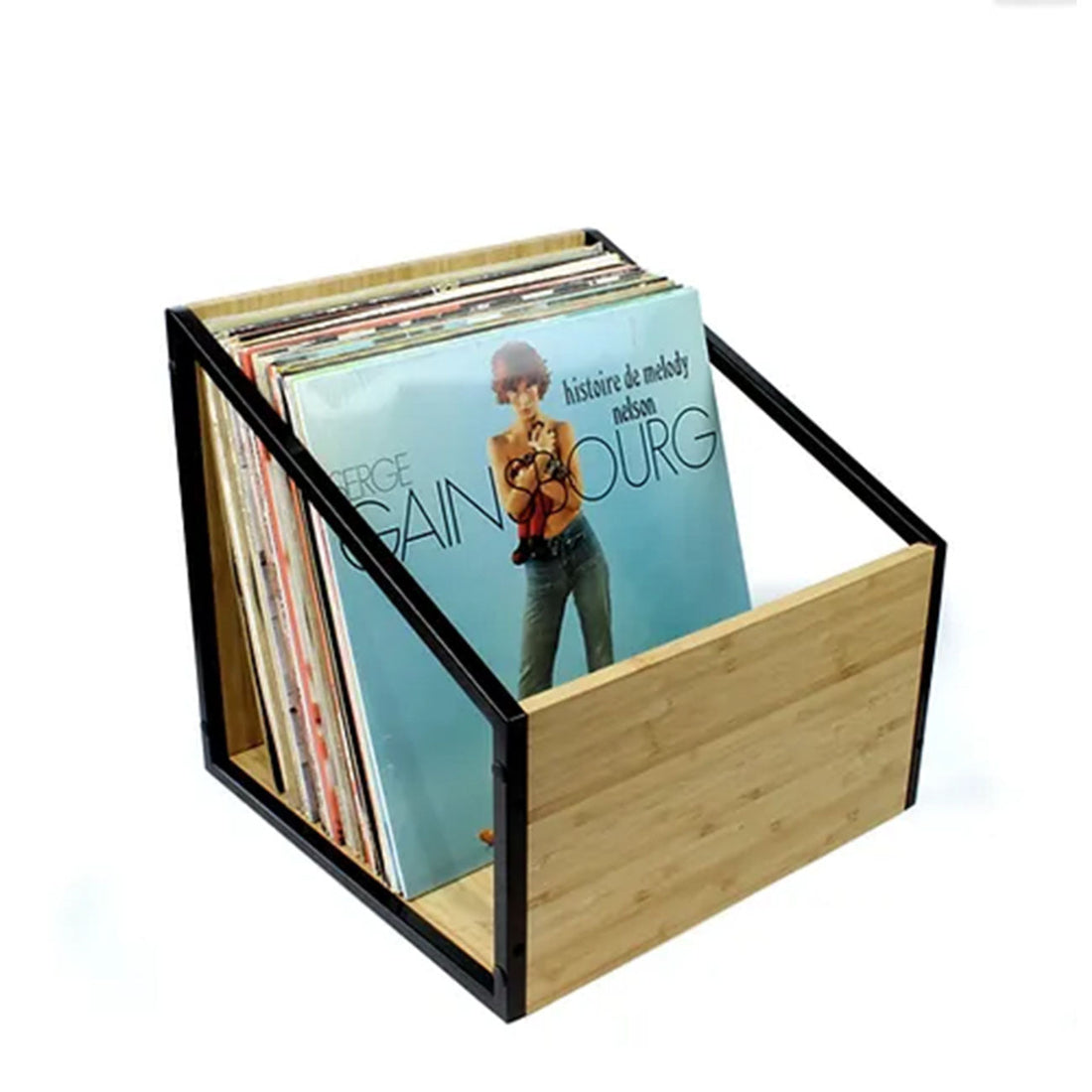 Norstone NORVINLPCBKBA - Vinyl LP Storage Case - Metal & Bamboo Casing - Gibbys