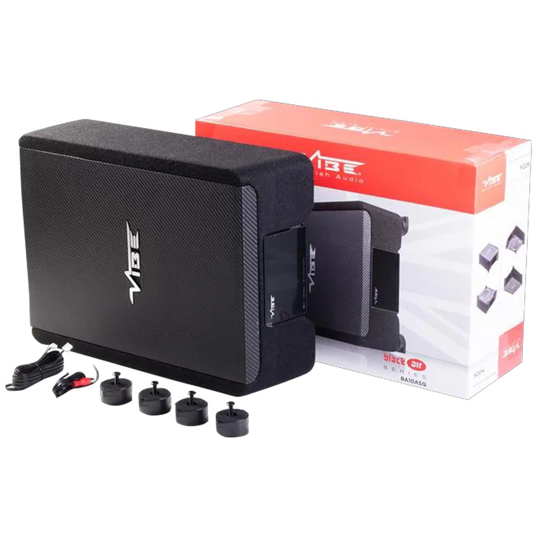 Vibe Audio BA10ASQ-V4 Black Air 10" Shallow Active Loaded Subwoofer Enclosure - Each (BA10ASQV4)
