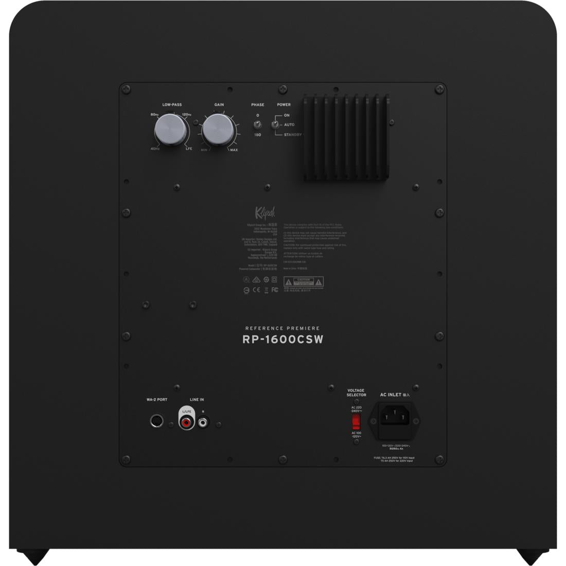 Klipsch RP1600CSW rear I/O panel