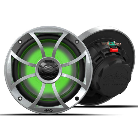 Wet Sounds RECON6-SRGB 6.5" RGB Marine Speakers with Silver Grilles - Black - Pair