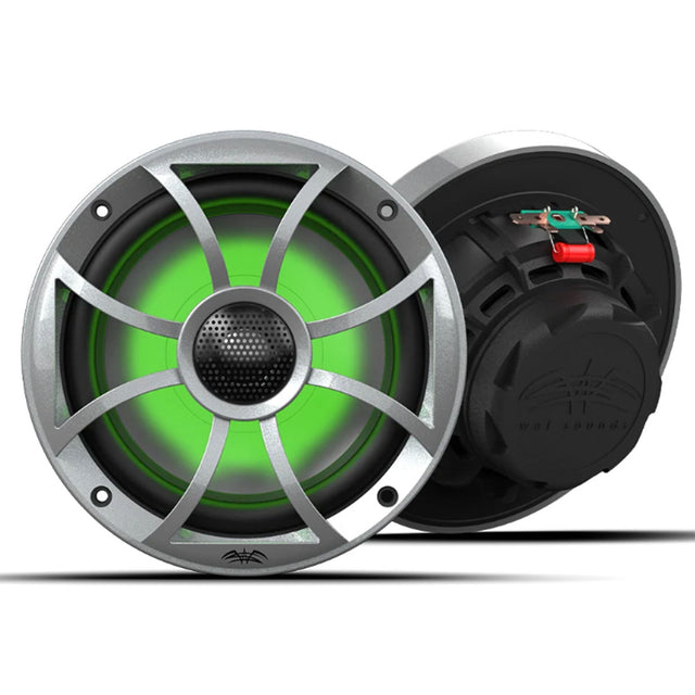 Wet Sounds RECON6-SRGB 6.5" RGB Marine Speakers with Silver Grilles - Black - Pair