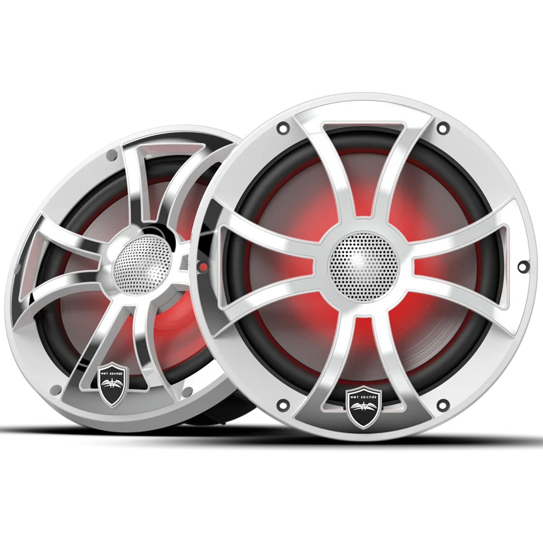 Wet Sounds REVO8-XS-SV3 8" Marine Speakers with RBG Lights - White Stainless Steel - Pair