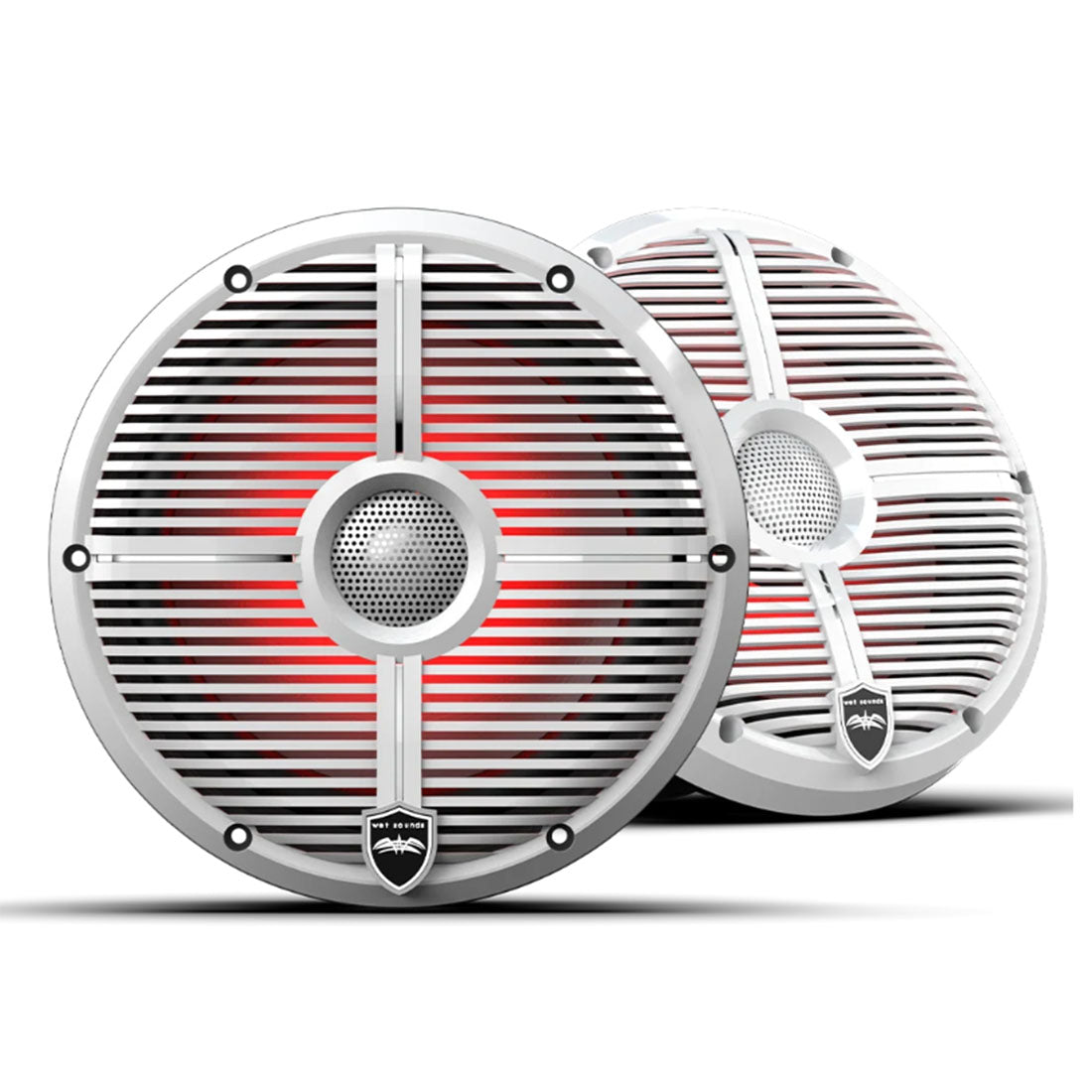 Wet Sounds REVO8-XW-WV3 8" Coaxial Marine Speakers with RBG LED Lights - White - Pair