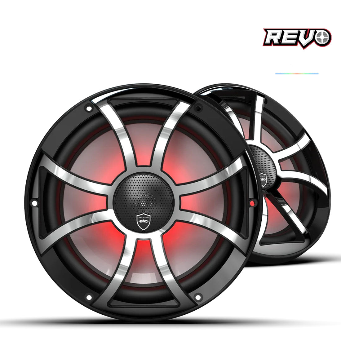 Wet Sounds REVOCX-10XS-B-SSS2 10" 2-Way Marine Speakers with RBG Lighting - Pair