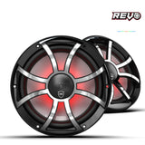 Wet Sounds REVOCX-10XS-B-SSS2 10" 2-Way Marine Speakers with RBG Lighting - Pair