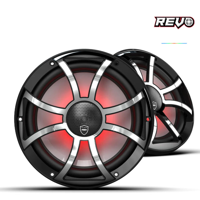 Wet Sounds REVOCX-10XS-B-SSS2 10" 2-Way Marine Speakers with RBG Lighting - Pair