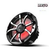 Wet Sounds REVOCX-10XS-B-SSS2 10" 2-Way Marine Speakers with RBG Lighting - Pair