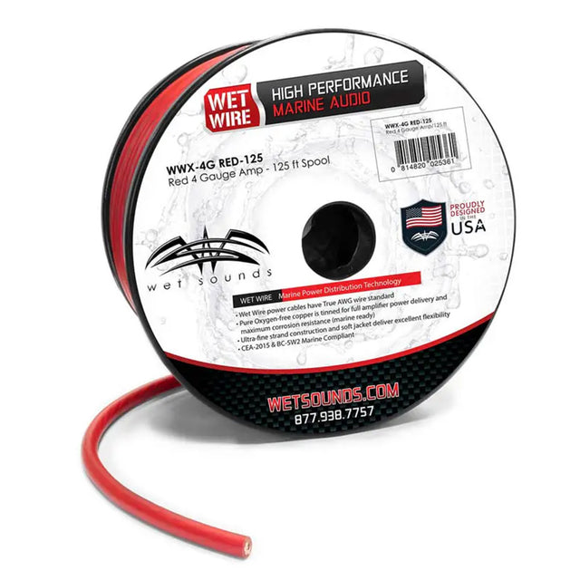 Wet Sounds WWX-4GRED-125 4-Guage AWG Marine Power Cable - 125ft