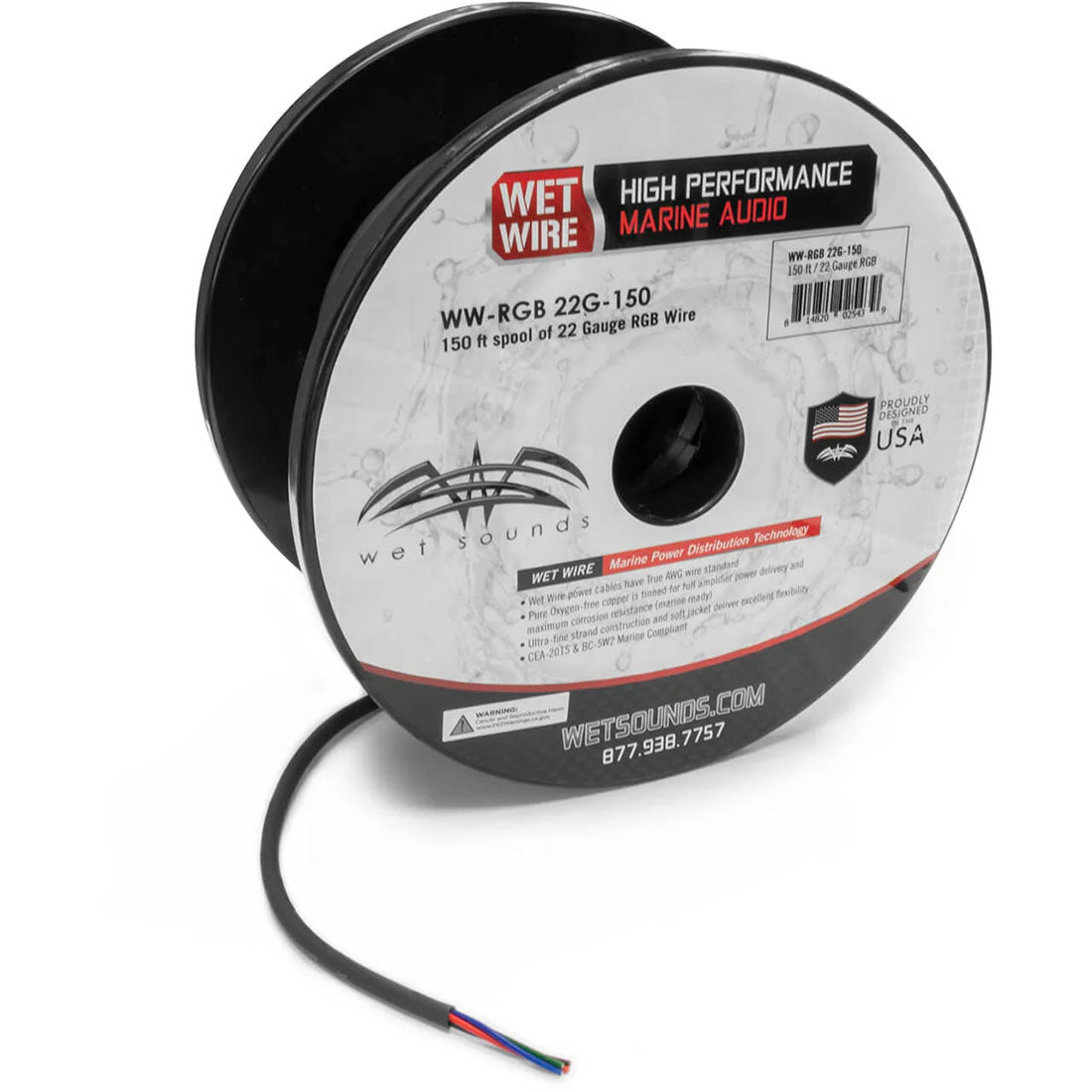Wet Sounds WWX-RGB22G-150 22-Guage AWG Marine RBG Wire - 150ft
