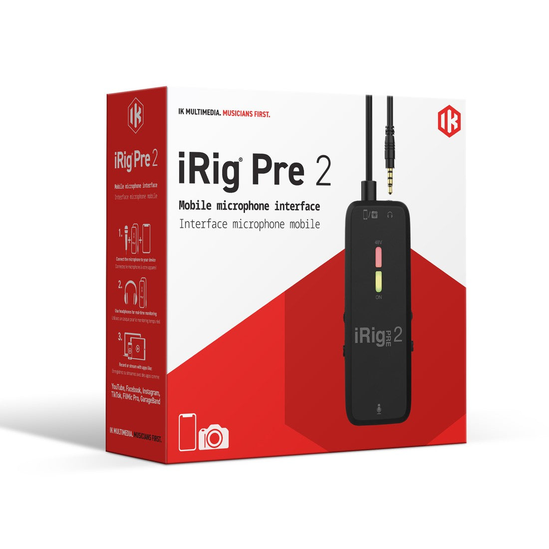 IK Multimedia iRig Pre 2 Mobile Microphone Interface with 48V Phantom Power