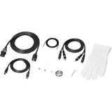 RCA cables, ground wire, 45 RPM adapter, hex wrench for tonearm, and white inspection gloves, included with AT-LPA2