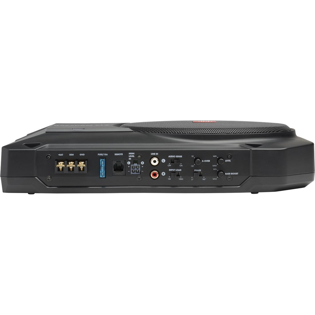 BassPro SL2 - Black - Add high-performance bass with a low-profile woofer enclosure - Self-Powered, 8" (200mm) low-profile  under seat subwoofer system - Front