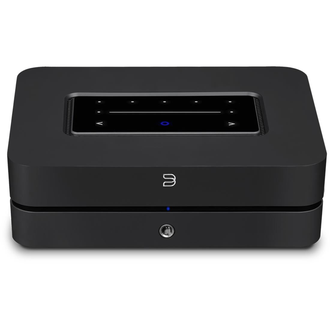 Black Bluesound POWERNODE with glass touch panel