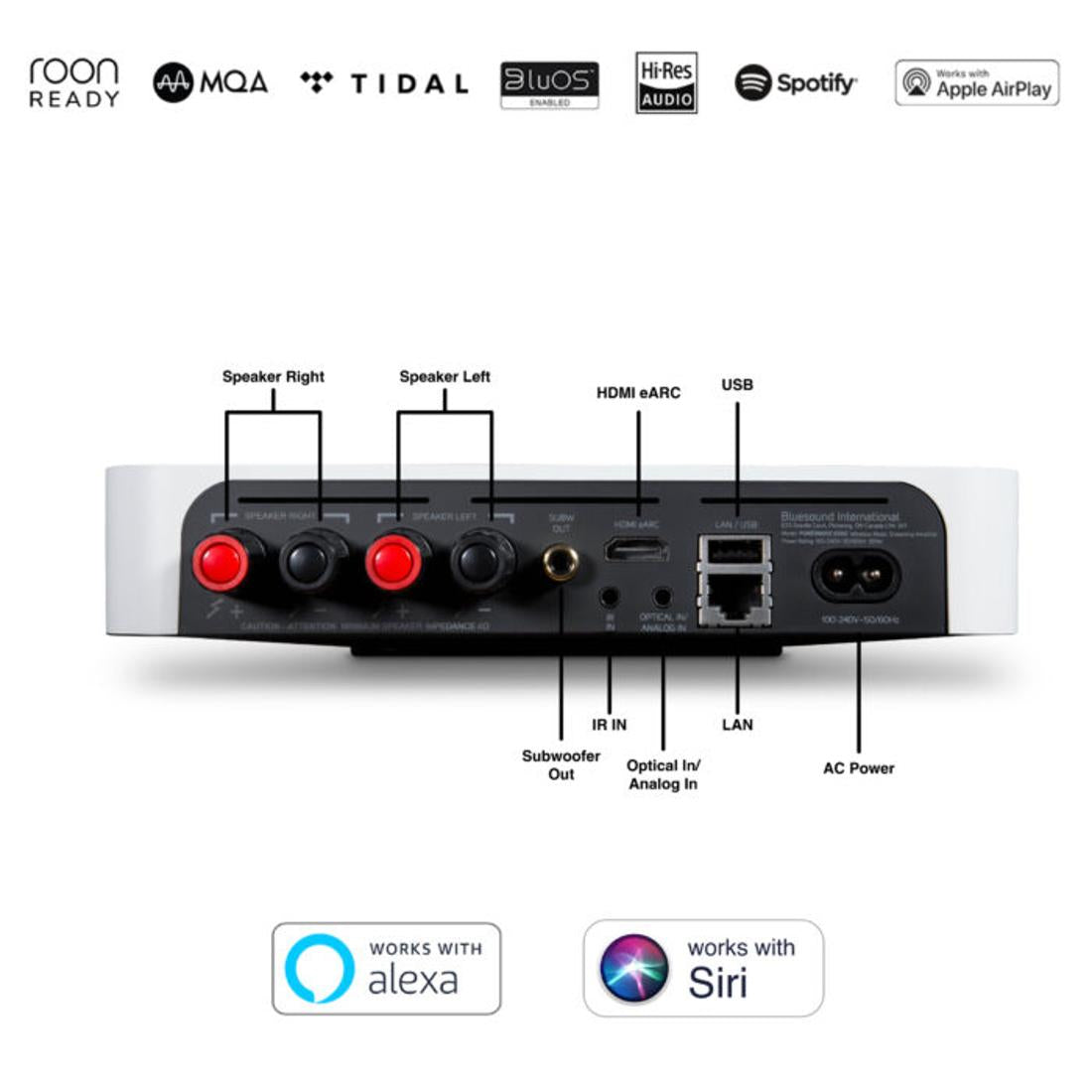 Bluesound Powernode Edge wireless streaming amp connection diagram