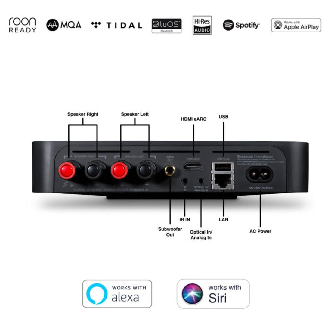 Bluesound Powernode Edge wireless streaming amp connection diagram