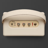 Marshall Kilburn III Cream portable speaker shown from above with a control panel featuring three knobs, a power switch, and input ports.