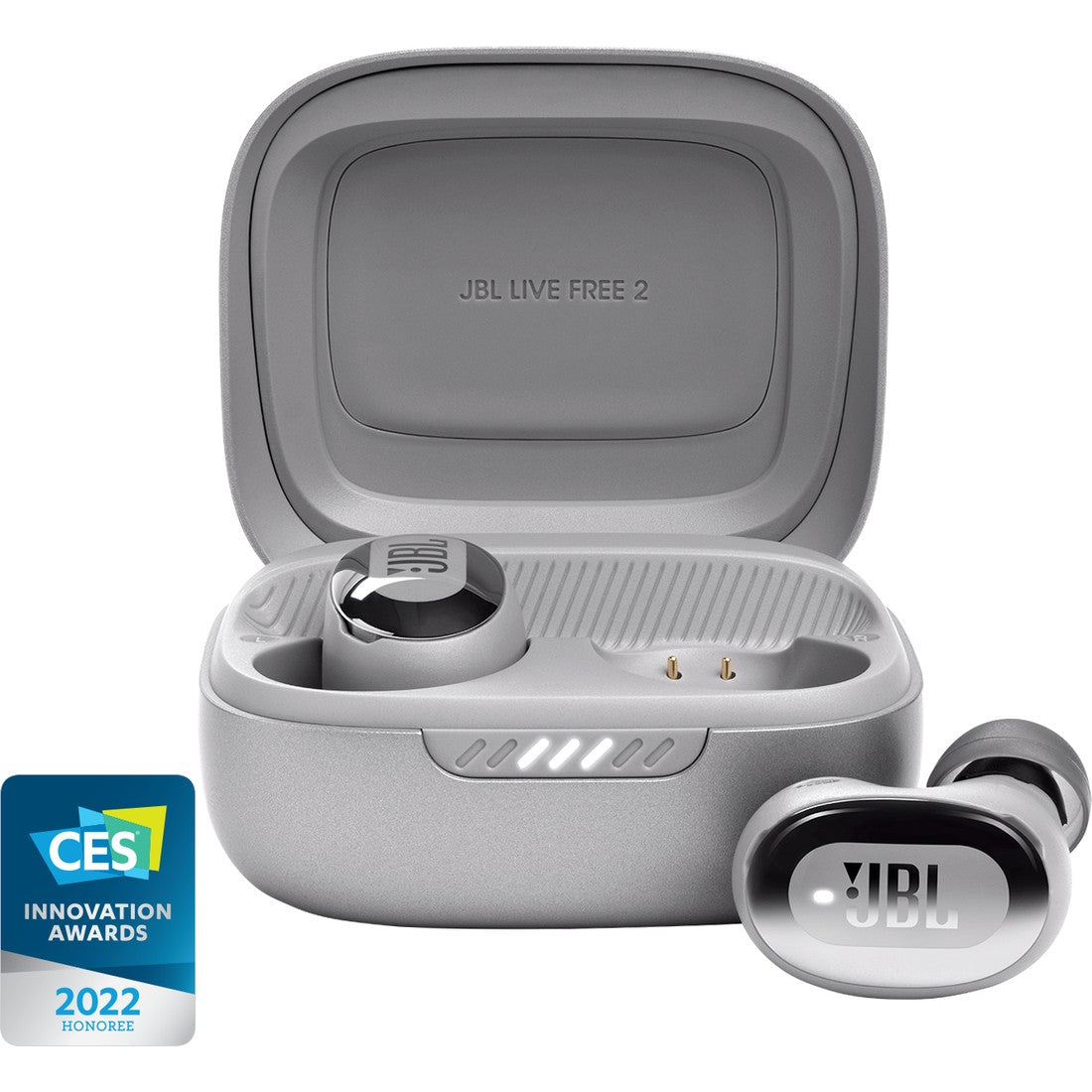 JBL Live Free 2 TWS - Silver - True wireless Noise Cancelling earbuds - Hero