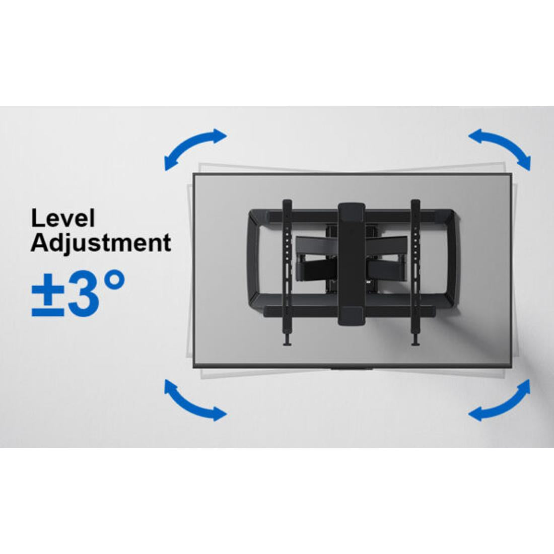 ErgoAV Motion Mount can be level adjusted +/- 3 degrees