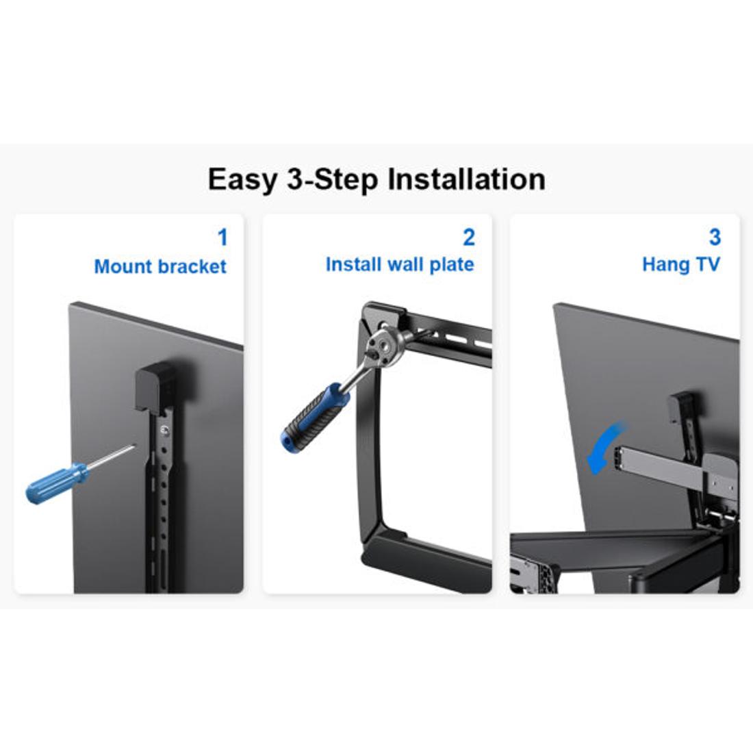 ErgoAV Motion Mounts have an easy 3-step installation process