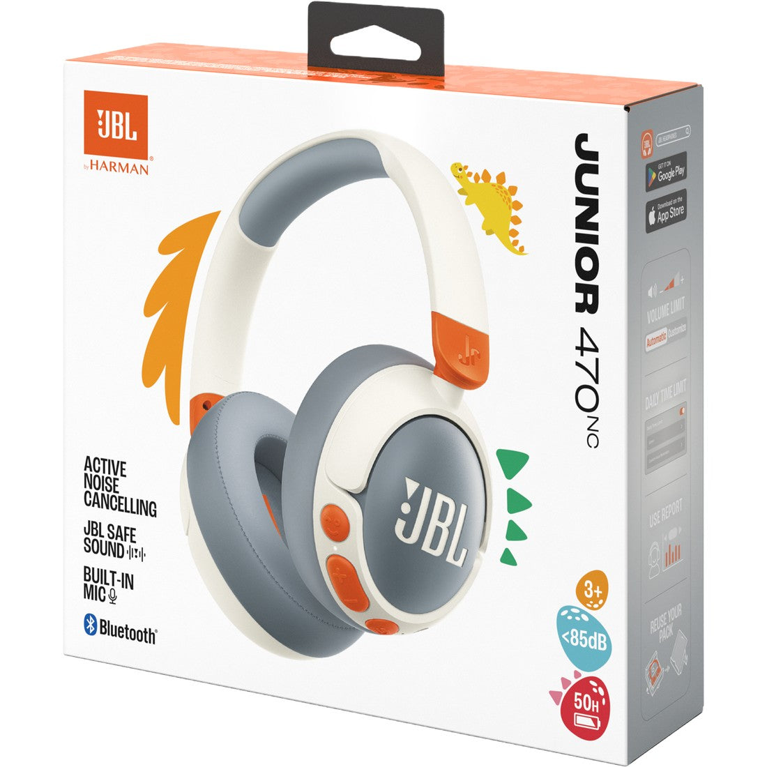 JBL Junior 470NC - White - Wireless over-ear noise cancelling kids headphones - Detailshot 15