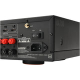 Back view of a JBL MA710 AV receiver with HDMI inputs, speaker terminals, power