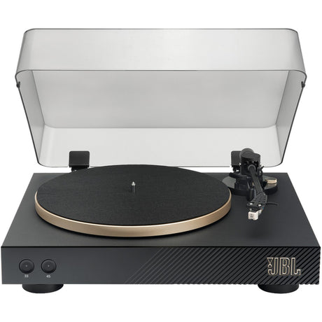 JBL Spinner BT turntable with a clear dust cover