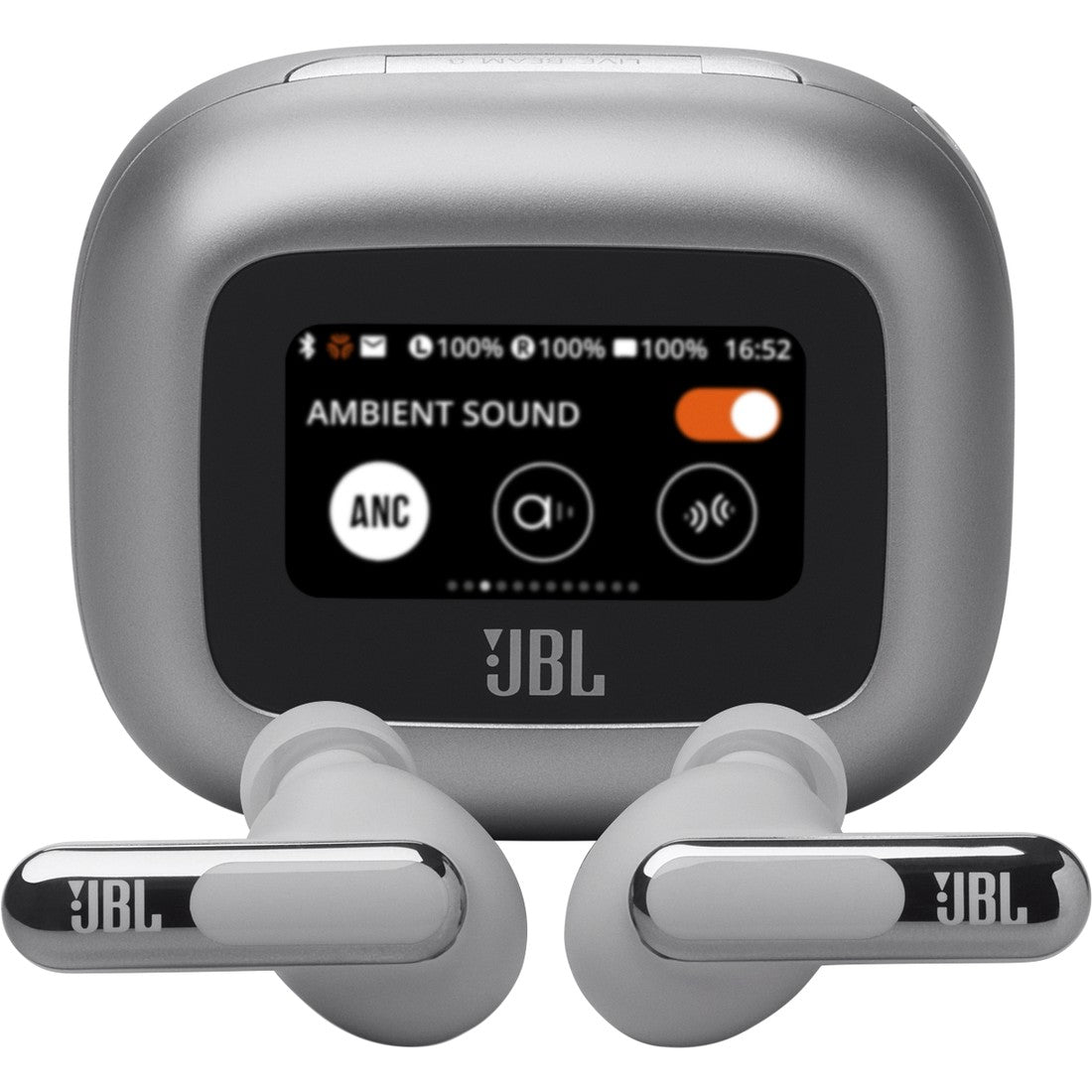 JBL Live Beam 3 - Silver - True wireless noise-cancelling closed-stick earbuds - Hero