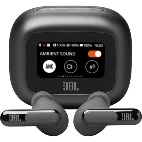 JBL Live Beam 3 - Black - True wireless noise-cancelling closed-stick earbuds - Hero