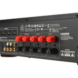 Back panel of a JBL MA310 A/V receiver with inputs and outputs