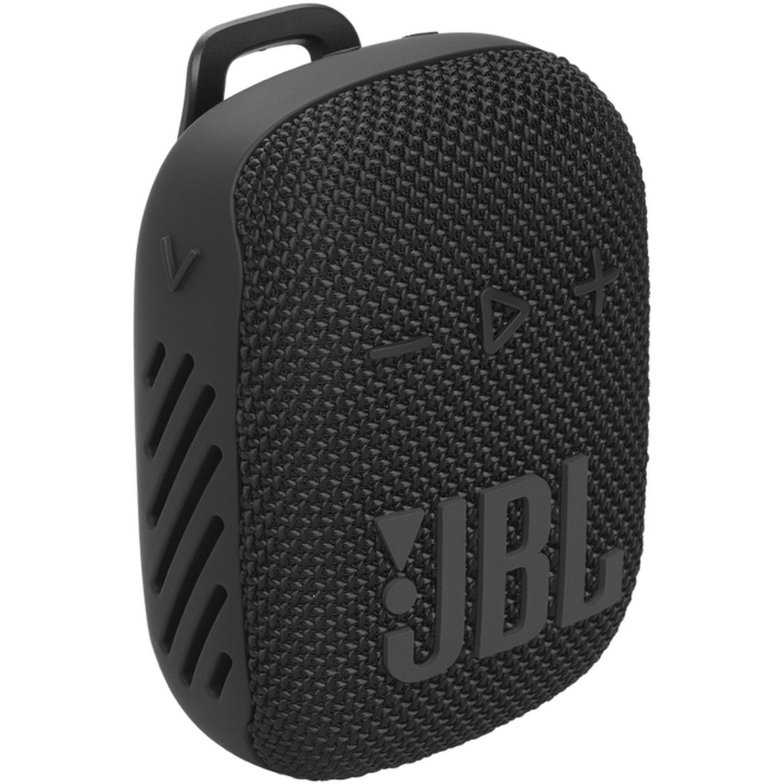 Black JBL speaker on a white background