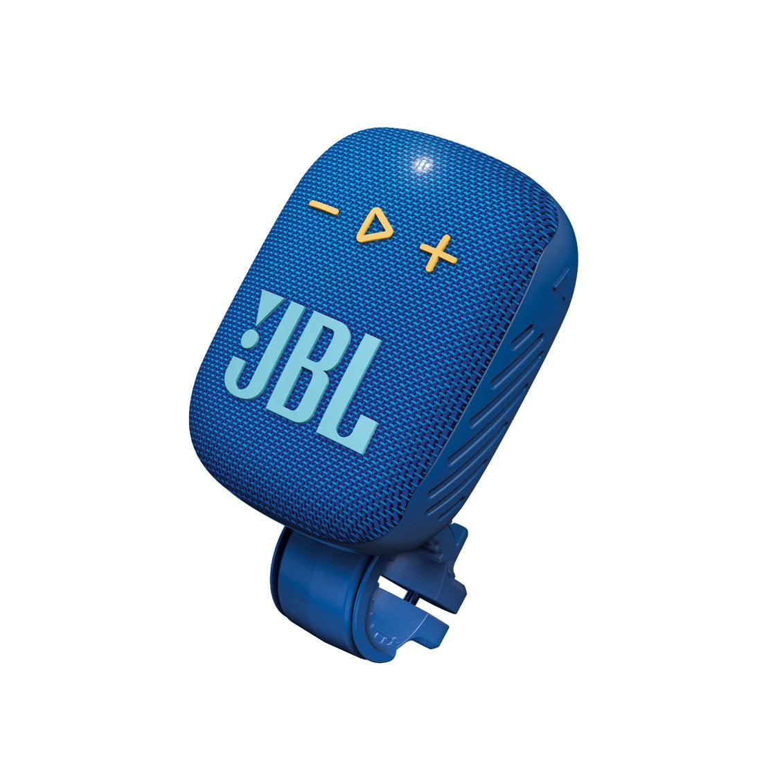 Blue JBL portable speaker on a white background