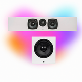 KIN Solo On-Wall Speaker with Dual 4" Woofers - Each - White |KIN Sub 8 Powered Subwoofer with 8" Driver, 200W Class D - White - Bundle