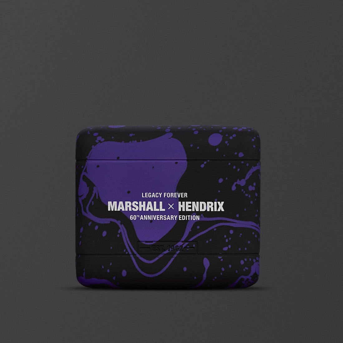 Side view of Emberton III Hendrix Edition with "Legacy forever" and "Marshall x Hendrix 60th Anniversary Edition” print.