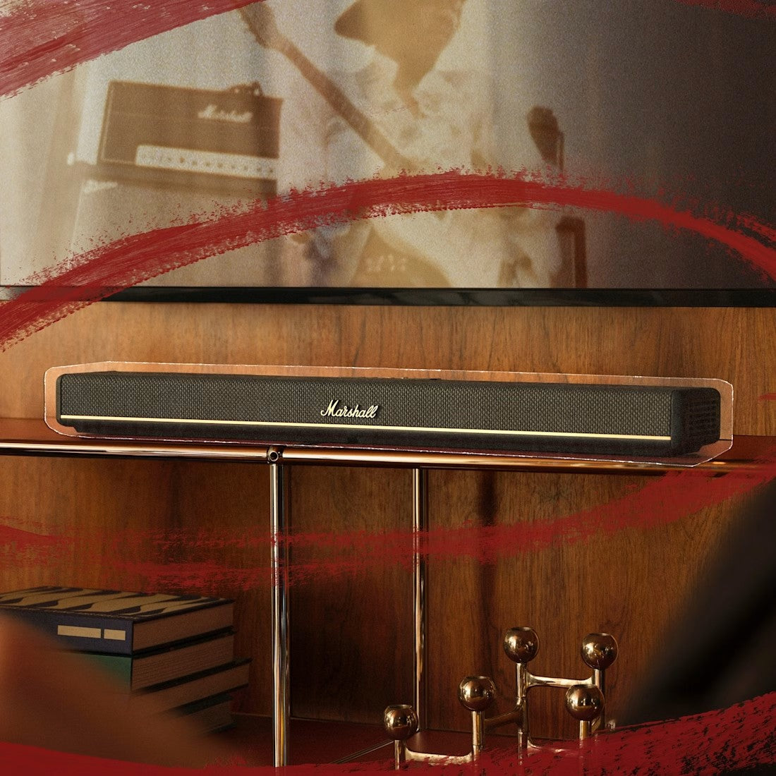 Marshall Heston 60 soundbar on a shelf