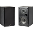 Pair of black Polk T15 bookshelf speakers