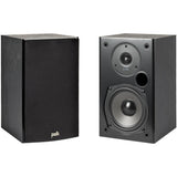 Pair of black Polk T15 bookshelf speakers
