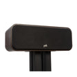A brown Polk Signature Elite ES30 center channel speaker on a stand