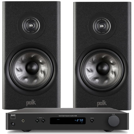 Polk R200 bookshelf speakers with NAD C 338 DAC amplifier