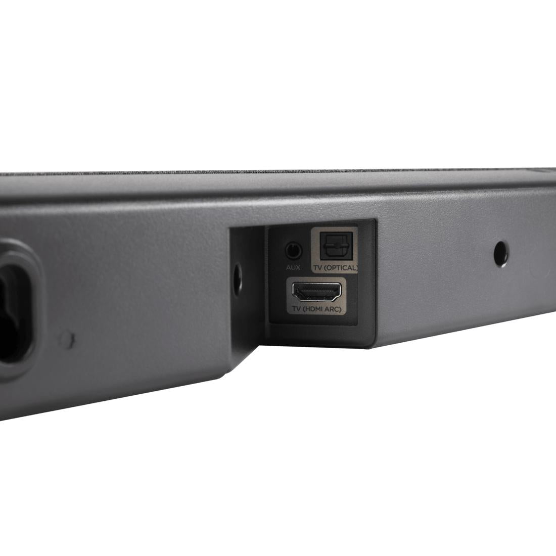 Closeup of the inputs on the rear of the Polk Signa S2D sound bar