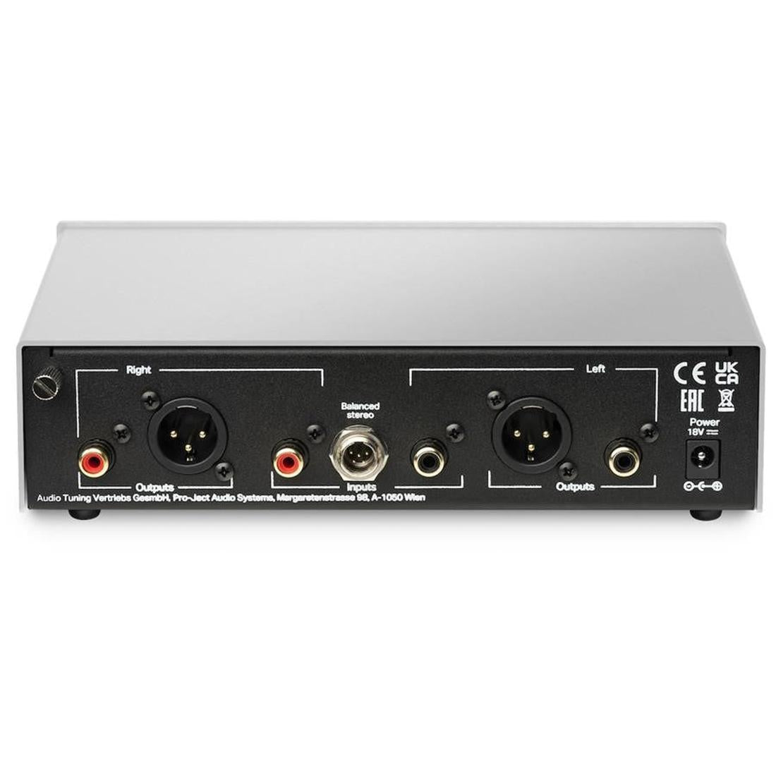 Pro-Ject Phono Box S3 B phono preamp rear I/O panel