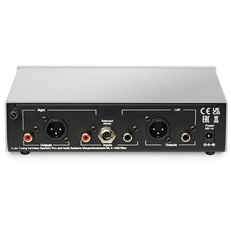 Pro-Ject Phono Box S3 B phono preamp rear I/O panel