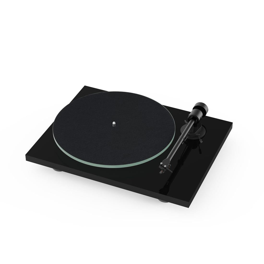 Black Pro-Ject T1 EVO turntable on a white background