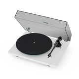 Pro-Ject T1 EVO turntable with open lid on a white background