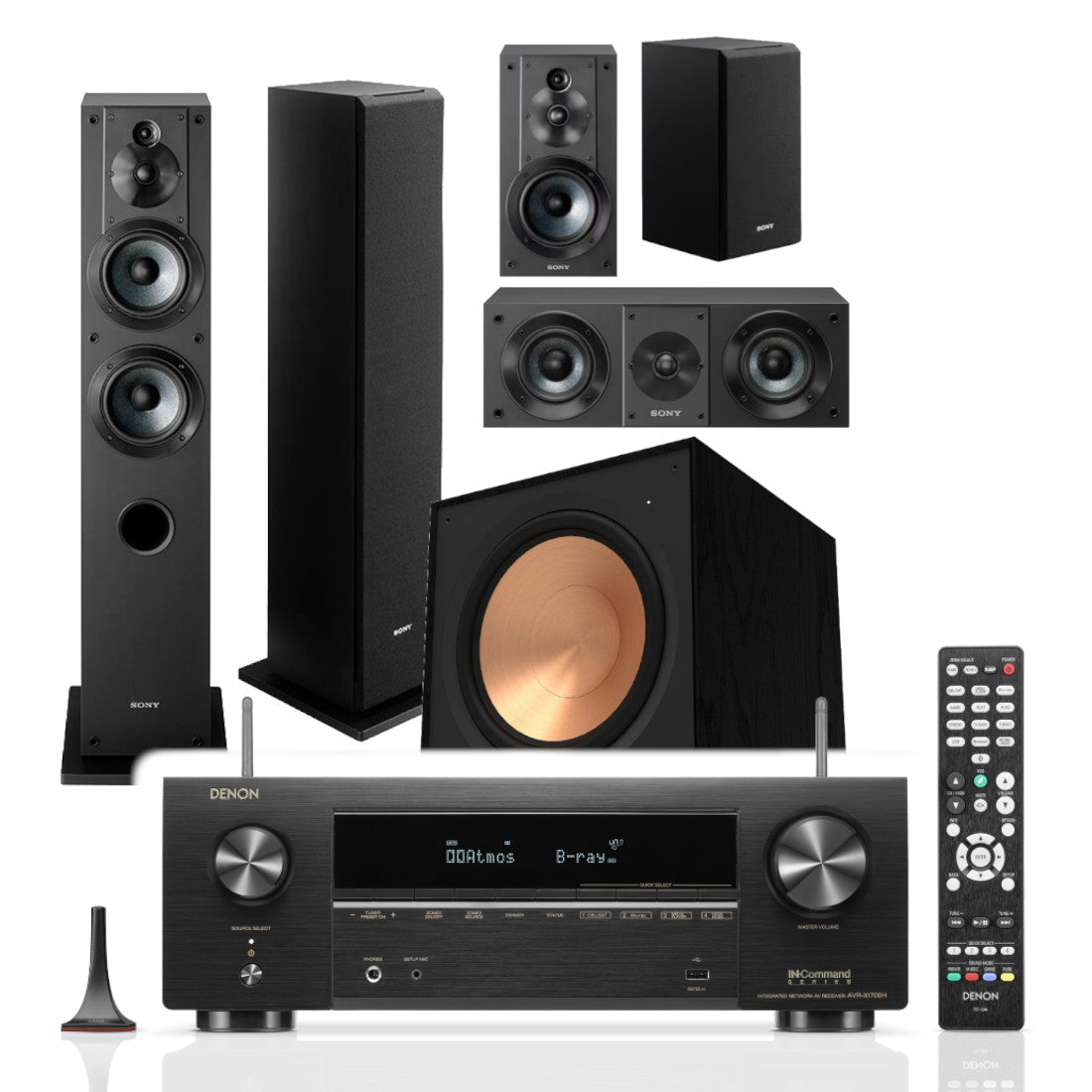 Denon AVR-X1700H B-Stock | Sony Speakers | Klipsch R-121SW – 5.1