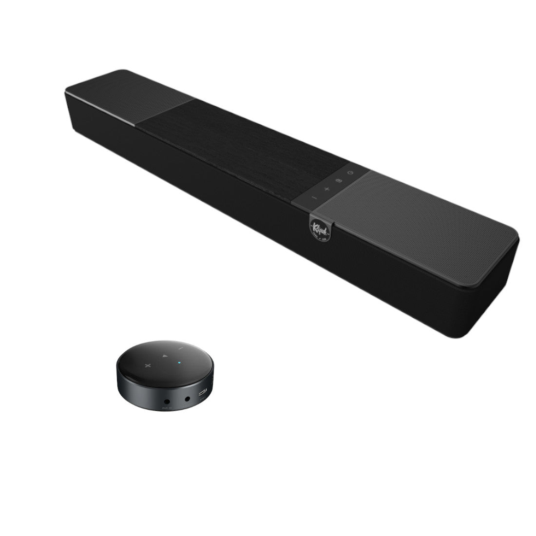 Black Klipsch Flexus Core 100 sound bar with WiiM Mini streamer